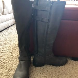 Grey knee boots